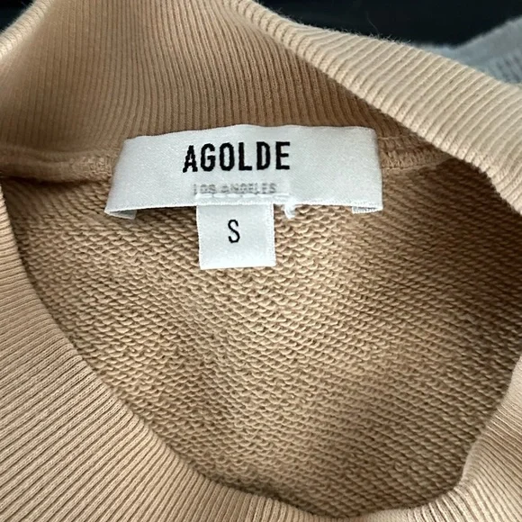 Agolde Tan Round Shoulder Short Sleeve Sweatshirt - Picture 4 of 4